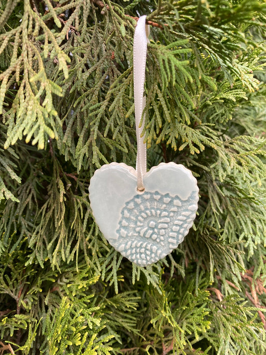 Light Blue Lace Heart Ornament
