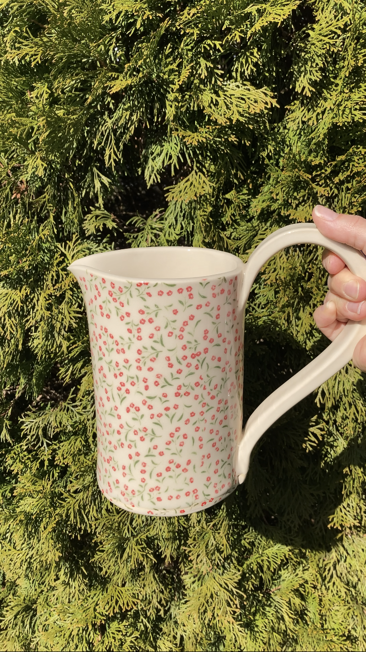 Red Floral Drink Pitcher