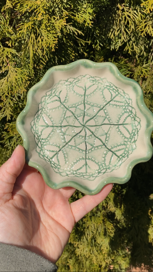 Light Green Doily Lace Plate